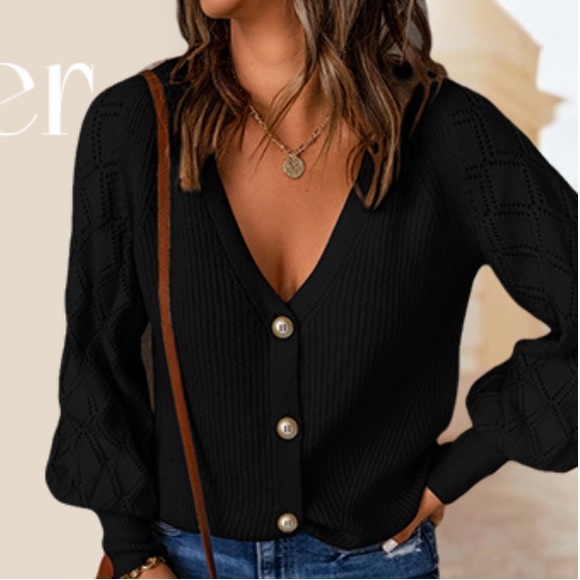 🆕 Amazon Evaless acrylic knit v neck button down cardigan sweater - Picture 1 of 11